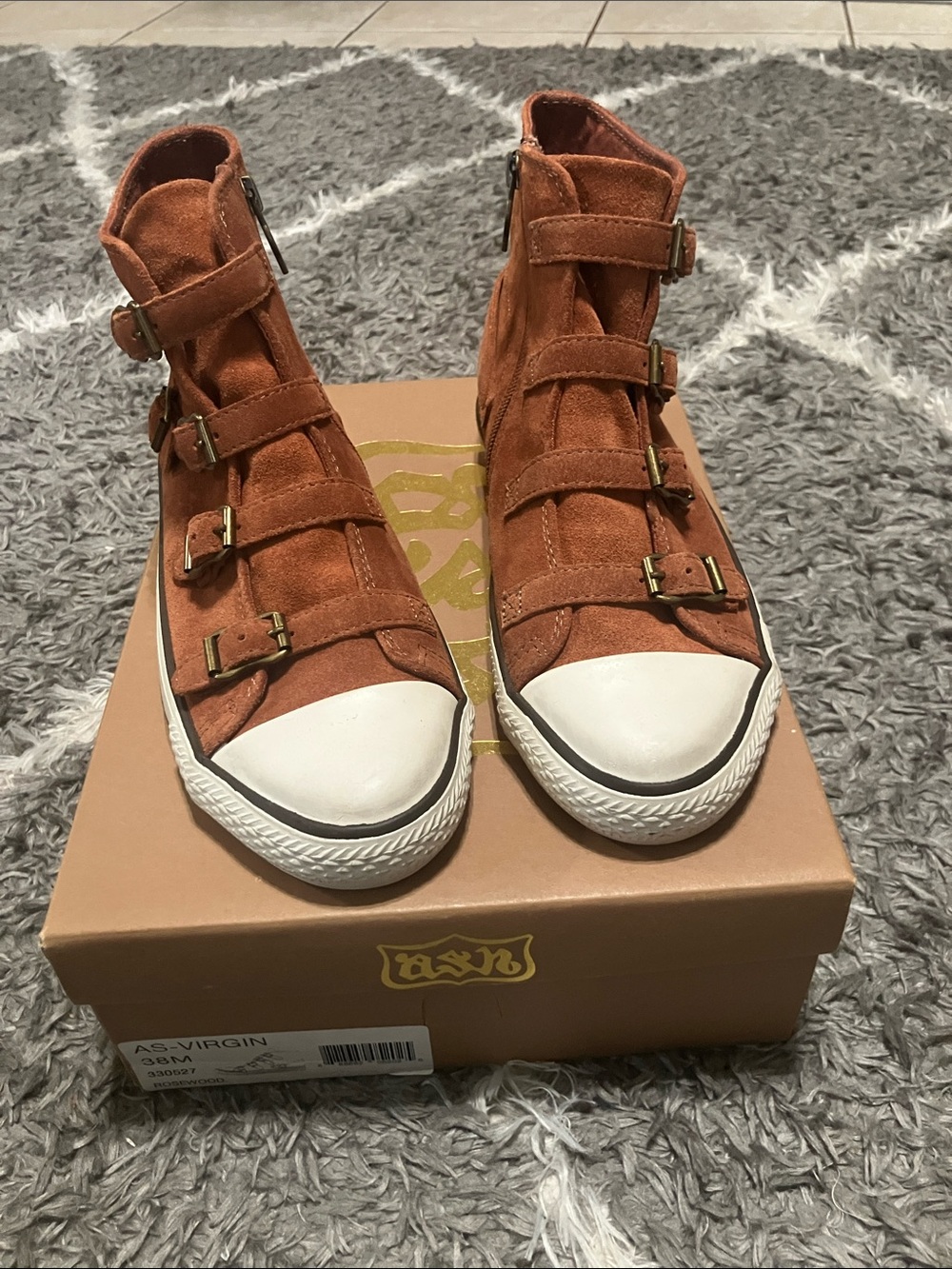 Rust Suede High-Top Sneakers